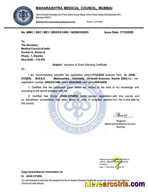 India issuance of good standing certificate